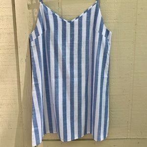 Blue and White Linen Sz L Spaghetti Strap dress